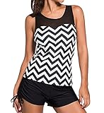 Eternatastic Women Wave Printed Tankini With Boyshort Bikini Set