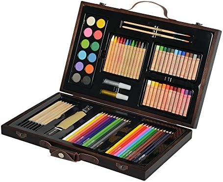 KIDDYCOLOR Deluxe Wood Art Set for Kids in Wooden case - Kid's Wood Art Case 86 pcs christmas gift