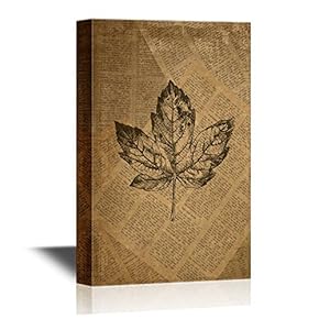 Canvas Wall Art - Leaf on Vintage Paper- Giclee Print Gallery Wrap Modern Home Art | Ready to Hang - 12x18 inches