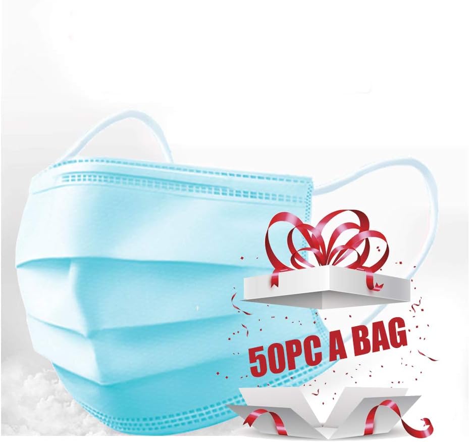 50 Pieces - Disposable - Anti Dust - Breathable three Layer - Blue