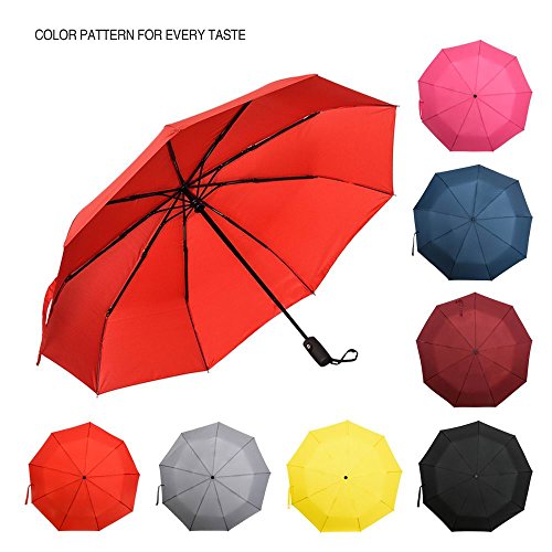 Siepasa Windproof Waterproof Lightweight Umbrellas, Compact Travel Auto Open Close Umbrellas for Women & Men (Bright Red)