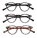 Outray Vintage Inspired Small Round 3 Pairs Spring Hinges Frame Reading Glasses 2.00