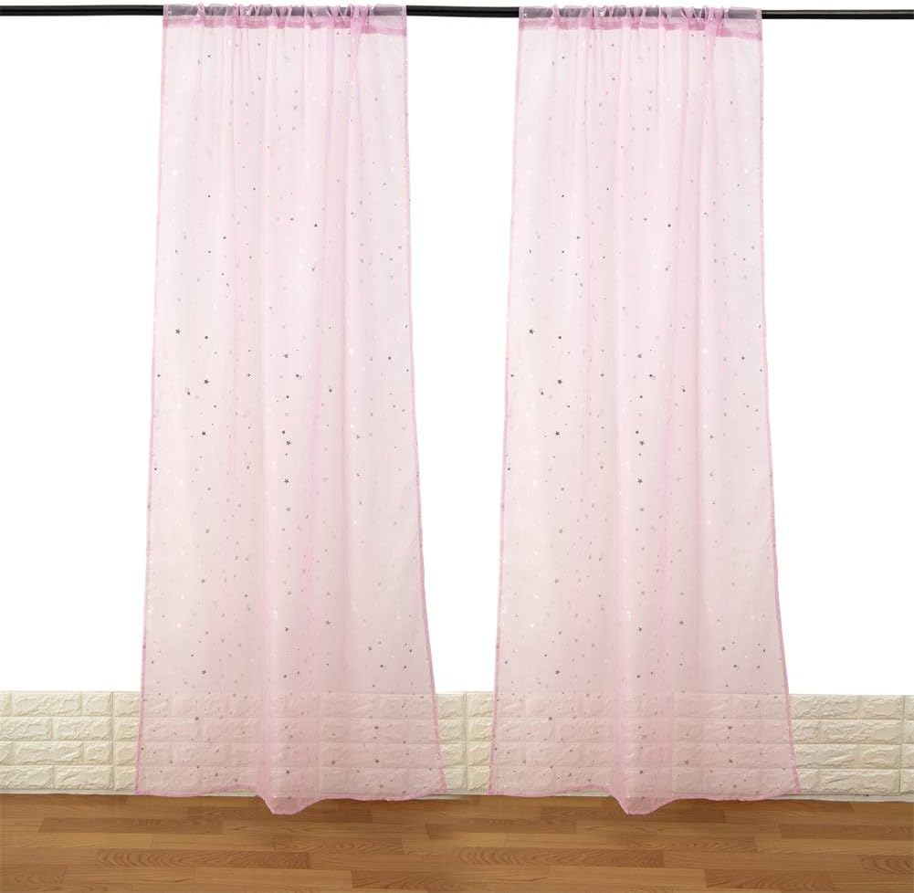 SLTY Kid Room Window Sheer White Curtain Panel Rod Pocket Beautiful Star Voile Sheer Drape Curtain for Children's Bedroom Living Room,39 x 78 inch,1 Panel