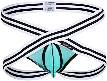HCMP Mens Sexy Mesh Thongs Jockstrap Elastic Waistband G-String Thong Sexy Bikini Underwear for Men,Sky Blue,L