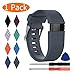 KingAcc Compatible Replacement Bands for Fitbit Charge HR, Soft Silicone Band with Metal Buckle Fitness Wristband Sport Strap Women Men (1-Pack, Rock Blue/Slate, Large)