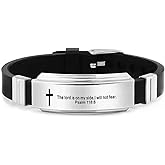 KunBead Mens Cross Religious Christian Silicone Engraved Bracelet Wristbands with Scripture Quote Bible Verse Inspiring Gift for Women