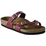 Birkenstock Women's Vegan Mayari Bordeaux Pull Up Birko-Flor Sandal 38 (US Women's 7-7.5)