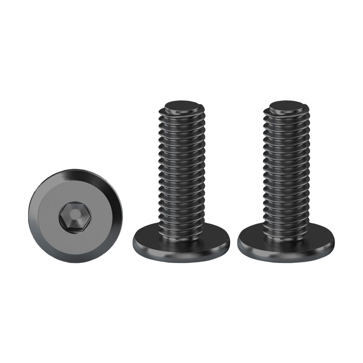 Drenky Black Hexagon Furniture Bolts, M5 X 16mm Flat Hex Bolt 20 Pack Hex Socket Flanged Button Head Screws Bolts Fully Thread Joint Connector Bolts, Hardware Screw — image 1