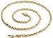FIBO STEEL 4mm Stainless Steel Rope Chain Necklace for Men 26 inches Gold-tone