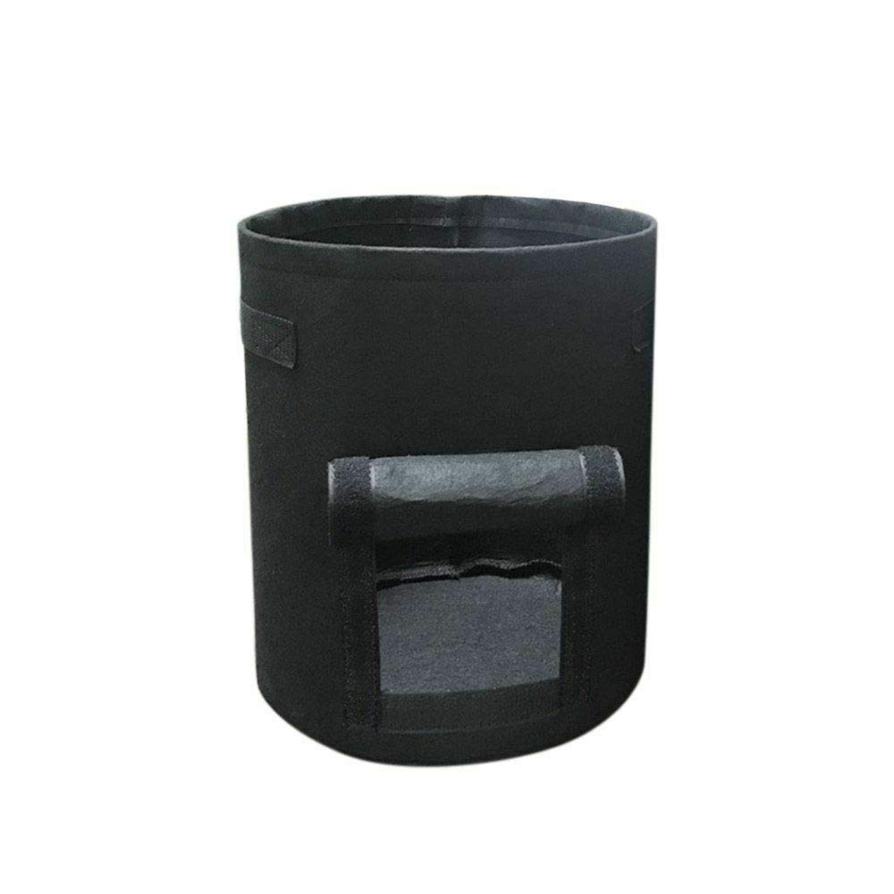 VOANZO 3 Pcs Black Potato Bags hook and loop Window Vegetable Bags For Potato Tomato And Other Vegetables Breathable Nonwoven Fabric Cloth - 10 Gallon