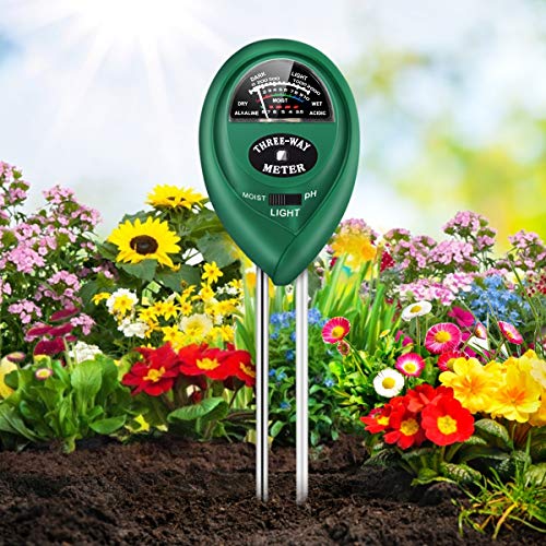 Cipamnel Soil PH Meter, 3-in-1 Soil Moisture/Light/pH Tester Gardening Tool Kits, Soil pH Meter Test Kit for Garden, Lawn, Farm, Indoor & Outdoor Use