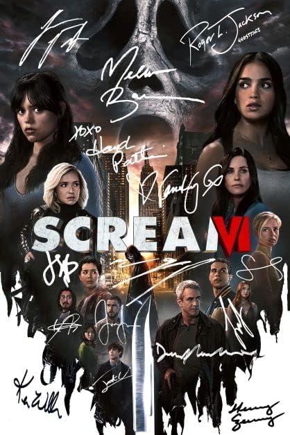 Photographs - Scream VI, Scream 6 Photo - Reproduction (RP), Preprint, Preprinted (PP) Signed Autograph Autographed Photo Photograph, Melissa Barrera, Jenna Ortega, Courteney Cox, Jasmin Savoy Brown, Mason Gooding, Hayden Panettiere, Josh Segarra, Jack Champion, Liana Liberato, Tony Revolori, Samara Weaving, Dermot Mulroney, Henry Czerny, Roger Jackson. Kevin Williamson (8 x 12 inches)