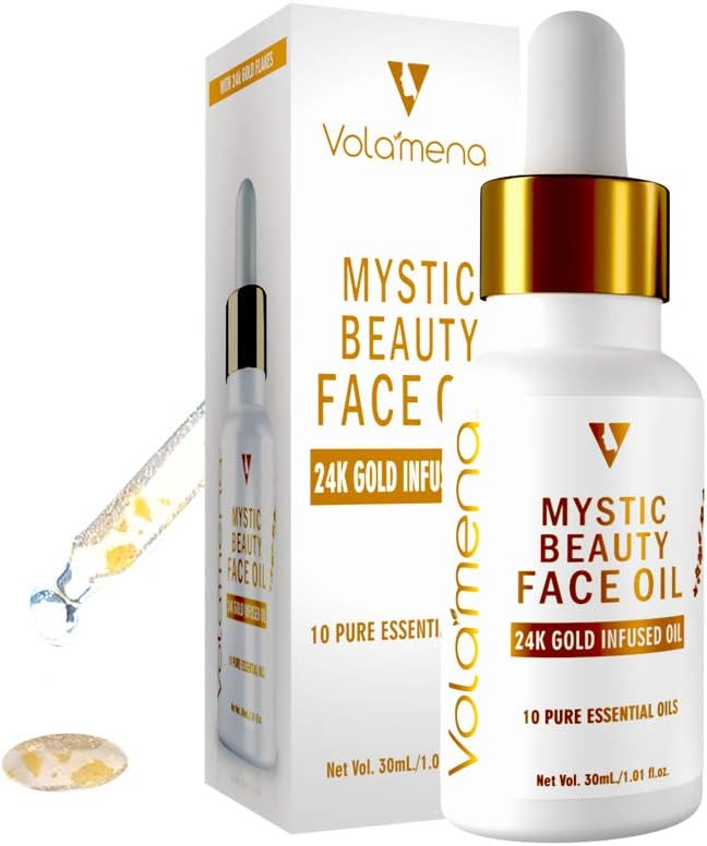 Mystic Beauty Face Oil with 24k Gold and 10 Pure Essentials Oils 1.01 Fl Oz (30 ml)