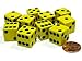 Set of 10 Six Sided D6 16mm Standard Dice Yellow