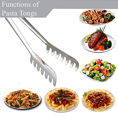 image for Okey Kitchen Premium 8 Inches Stainless Steel Pasta Tongs & Spaghetti 