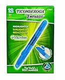 Ticonderoga Emphasis Fluorescent Highlighters, Desk Style, Chisel Tip, Blue, One Dozen (47067)