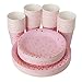 Pink and Gold Party Supplies Paper Plates and Cups Serves 50 Guests Blue with Gold Confetti Dinnerware 50 Dinner Plates 50 Dessert Plates and 50 Cups for Baby Shower Birthday Bridal Shower Wedding