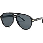 Retro Aviator Sunglasses for Women Men Classic 70s Vintage Trendy Tangle Free Square Cateye Aviators Double Bridge