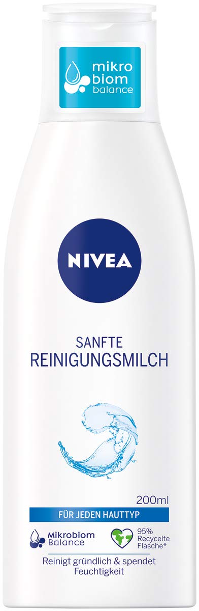 Nivea Gentle cleansing milk for all skin types (200 ml), make-up remover cleans thoroughly, mild facial cleansing removes make-up and waterproof mascara