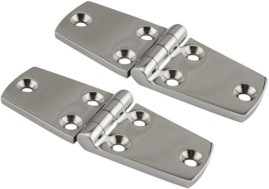 POFET 2PCS Boat Stainless Steel Door Hinge,Ecurity Door Clasp Hasp Lock Latch Hinges Marine for Yacht/RV(38 * 102mm)