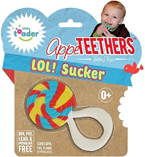 Baby Teething Toy - Bpa / Paint Free - 'Lol Sucker' - appeTEETHERS suitable from birth by Little Toader