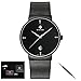 Tamlee Men Black Plated Slim Case Stainless Steel Waterproof