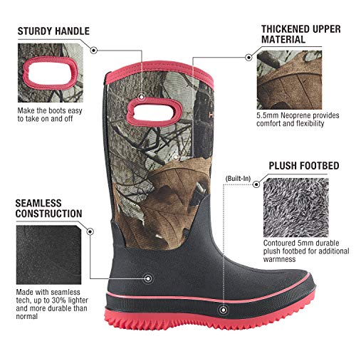 HISEA Rain Boots for Women Mid Calf Rubber Boots Waterproof Neoprene