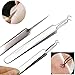 Blackhead Remover Tool kit 5pcs Professional Stainless Steel Pimple Comedone Extractor Curved Tweezers Kit with Metal Case,Treatment for Whitehead Acne by Lemoncy