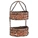 MyGift 2-Tier Handwoven Brown Seagrass Half Circle Decorative Storage Basket