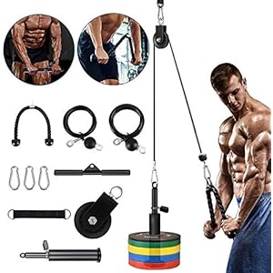 Kacsoo 16 Stks Fitness Katrol Kabel Systeem voor Gym, Thuis Workout Gym Apparatuur, Onderarm Pols Roller Trainer Arm…