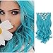 Creamily 8 Pcs Full Head Party Highlights Clip on in Hair Extensions Multi-Colors Synthetic Hairpieces (20-Inch Curly,Baby Blue)
