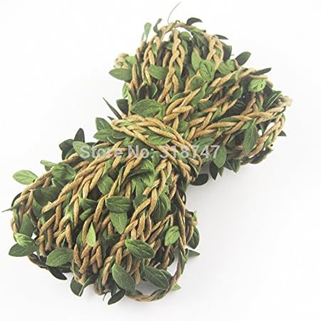 Width 1.1cm Light Coffee Wax Cord with Leaves Packaging Material Home Decorative Rope 2yards