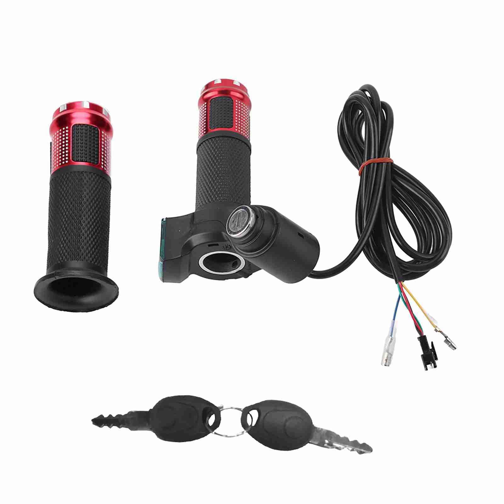 VGEBY Bike Throttle Grip, Electric Scooter Battery Voltage with LED Display and Power Key Locker Accelerator Red