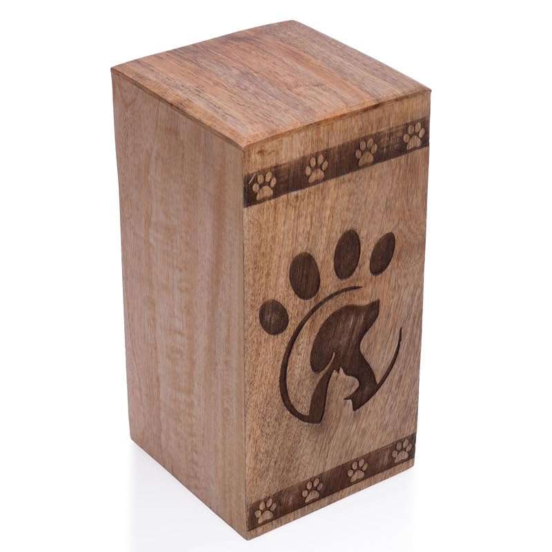 Hand Engraved Wooden Urn Box For Pet Animal Ashes Funeral Cremation Burial Casket Keepsake Ash Scatter Box Male Female Adult Floral Decorative