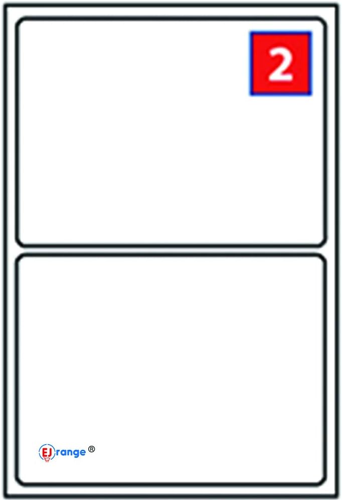EJRange 2 Labels per A4 Sheet, 100 Sheets (200), 199.6 x 143.5mm Self-Adhesive Address Stickers