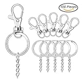 100 Pcs Metal Swivel Hooks Lobster Claw Clasps, Keychain Rings with Chain for Lanyard Supplies