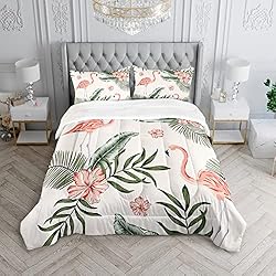 XYNHML Flamingo Comforter Set Twin Size Tropical
