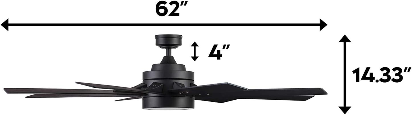 Honeywell Ceiling Fans 51473-01 Xerxes Ceiling Fan, 62, Matte Black: Home Improvement
