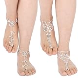 kilofly 2 Pairs Rhinestone Foot Jewelry Barefoot Sandal Beach Wedding Anklet Set