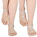 kilofly 2 Pairs Rhinestone Foot Jewelry Barefoot Sandal Beach Wedding Anklet Set