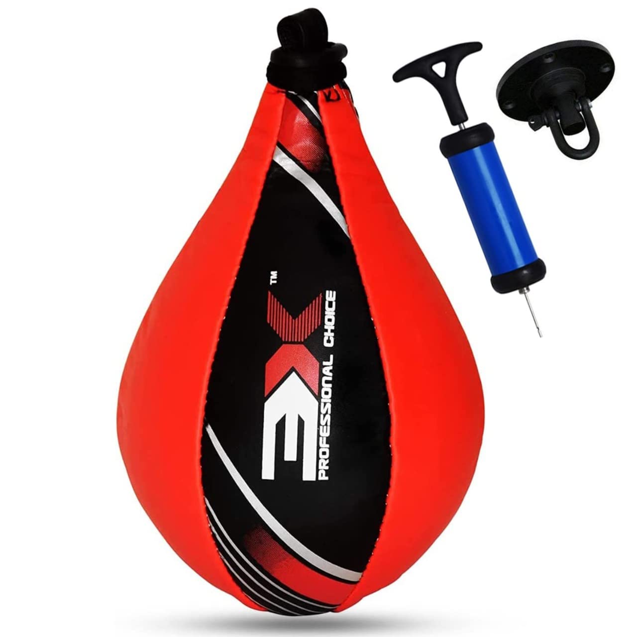 3X Sports Speed Ball Hanging Swivel Workout Boxing Punch Bag Muay Thai Training Punching Dodge MMA Speedball Kicking Speed Boxing Bag with Pump