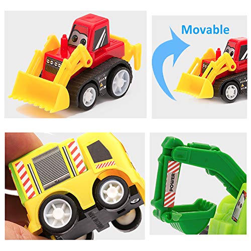 Sanlebi Construction Vehicles Toy Set with PlayMat Mini Pull Back Cars Model Trucks Play for Children Kids Toddlers Boys Birthday Cake Topper , Pack of 9 - Thumbnail 3