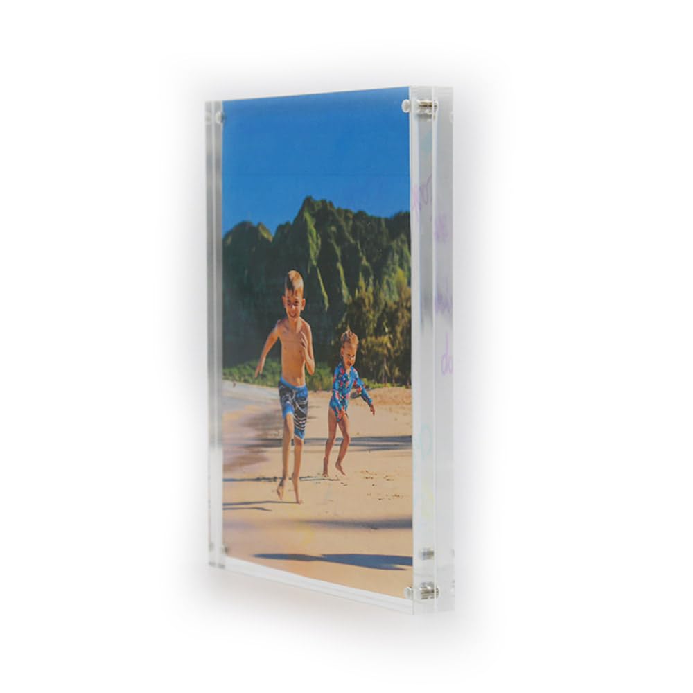 TRIXES A5 Acrylic Photo Frame - Magnetic Multi-Purpose Glass Effect Picture Frame Perfect to Display on Your desk or Stand on Your Sideboard - 148mm x 210mm