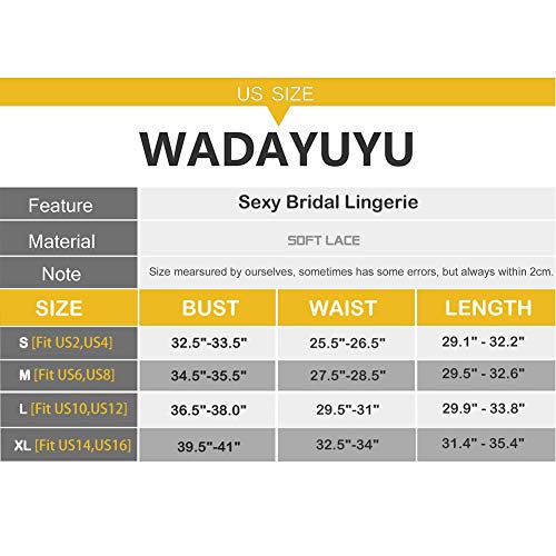 WADAYUYU Women's Bridal Lingerie Deep V Neck Sexy Chemise Lace Babydoll Short Wedding Nightgown White M - Thumbnail 6