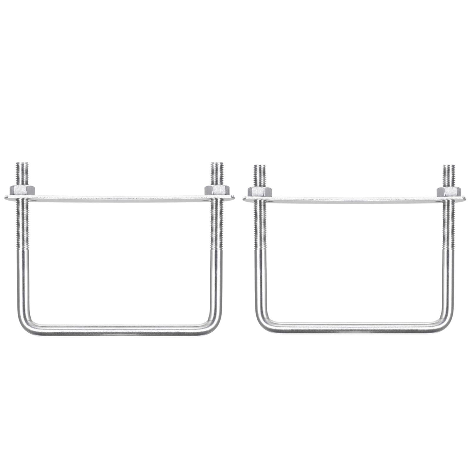 TOP-VIGOR 2 sets M8 Square U-Bolts, 100mm Inner Width 100mm Length 304 Stainless Steel U-Bolts with Nut, Plate for Building Installations Mechanical Parts connection Cehicles Ships — image 1