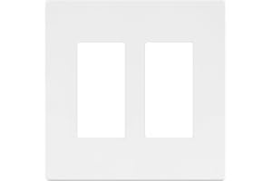 LIDER Matte Finish Double Decorator Switch Cover, Screwless Wall Plate, Mid-Size 2-Gang 4.88" x 4.92", Polycarbonate Thermoplastic, UL Listed, LSWP-32M-W, White