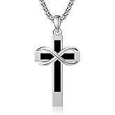 F4DEDAN 925 Sterling Silver Cross Necklace for Men and Women Christian Religious Gifts