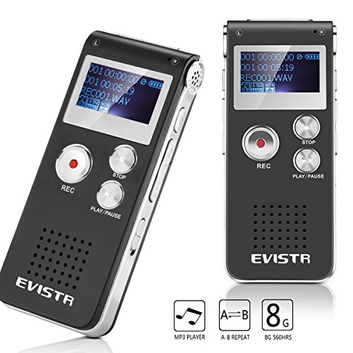 EVISTR Digital Voice Recorder L169 8GB / 560Hrs Capacity Digital