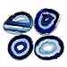 Airblasters Blue color 3.5-4 inch Natural Sliced Agate Coaster with Rubber Bumper Set of 4