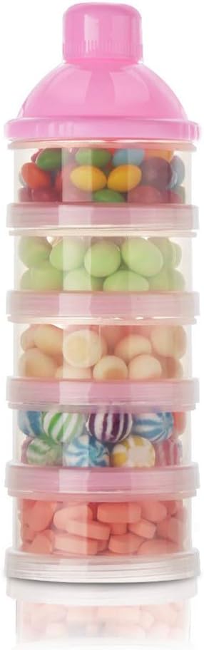 Vssictor Storage,Baby Milk Formula Dispenser 5 Layers Non-Spill Stackable Snack Storage Container